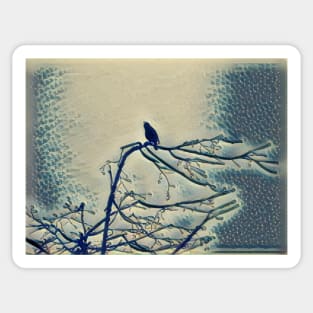 A bird and winter sunrise Sticker